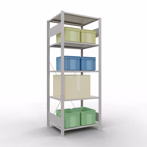 Extra afbeelding van het artikel Basisplank, legbord, insteeksysteem MULTIplus150, 2000 x 750 x 600 mm (HxBxD), 5 legborden, kruisschoor, RAL 7035 lichtgrijs Extra afbeelding van het artikel Basisplank, legplank, insteeksysteem MULTIplus150, 2000 x 750 x 600 mm, 5 legborden, RAL 7035 lichtgrijs van basisplank