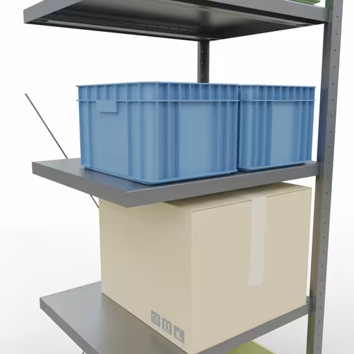 Figuur nr. 12 van het artikel aanbouwrekken, legbordstellingen, insteeksysteem MULTIplus250, 2000 x 750 x 600 mm, 5 legborden, kruisschoor, verzinkt uit de productgroep insteeksysteem van Schulte Lagertechnik.