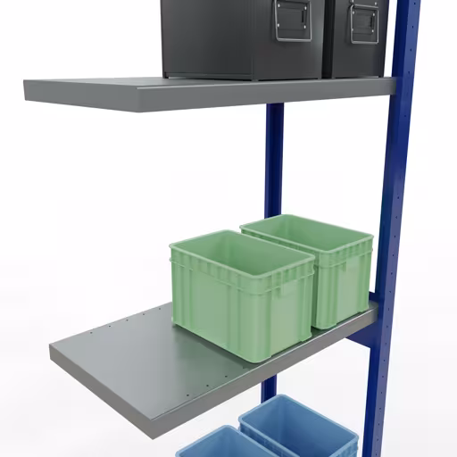 Extra afbeelding van het artikel opzetplank, legplank, insteeksysteem MULTIplus250, 3000 x 750 x 400 mm, 7 legborden, RAL 5010 gentiaanblauw/verzinkt/verzinkt vanaf opzetplank