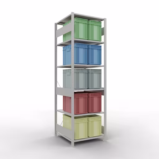 Extra afbeelding van het artikel basisplank, legplank, insteeksysteem MULTIplus150, 2500 x 750 x 800 mm, 6 legborden, RAL 7035 lichtgrijs van basisplank