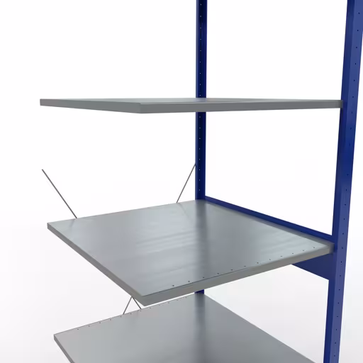 Aanbouwrekken, rekken, insteeksysteem MULTIplus150, 2500 x 750 x 800 mm (HxBxD), 6 planken, kruisschoor, RAL 5010 gentiaanblauw/verzinkt/verzinkt met artikelnr. 12786-75-B Aanbouwrekken, rekken, insteeksysteem MULTIplus150, 2500 x 750 x 800 mm, 6 planken, RAL 5010 gentiaanblauw/verzinkt/verzinkt van Schulte Lagertechnik uit de categorie insteeksystemen