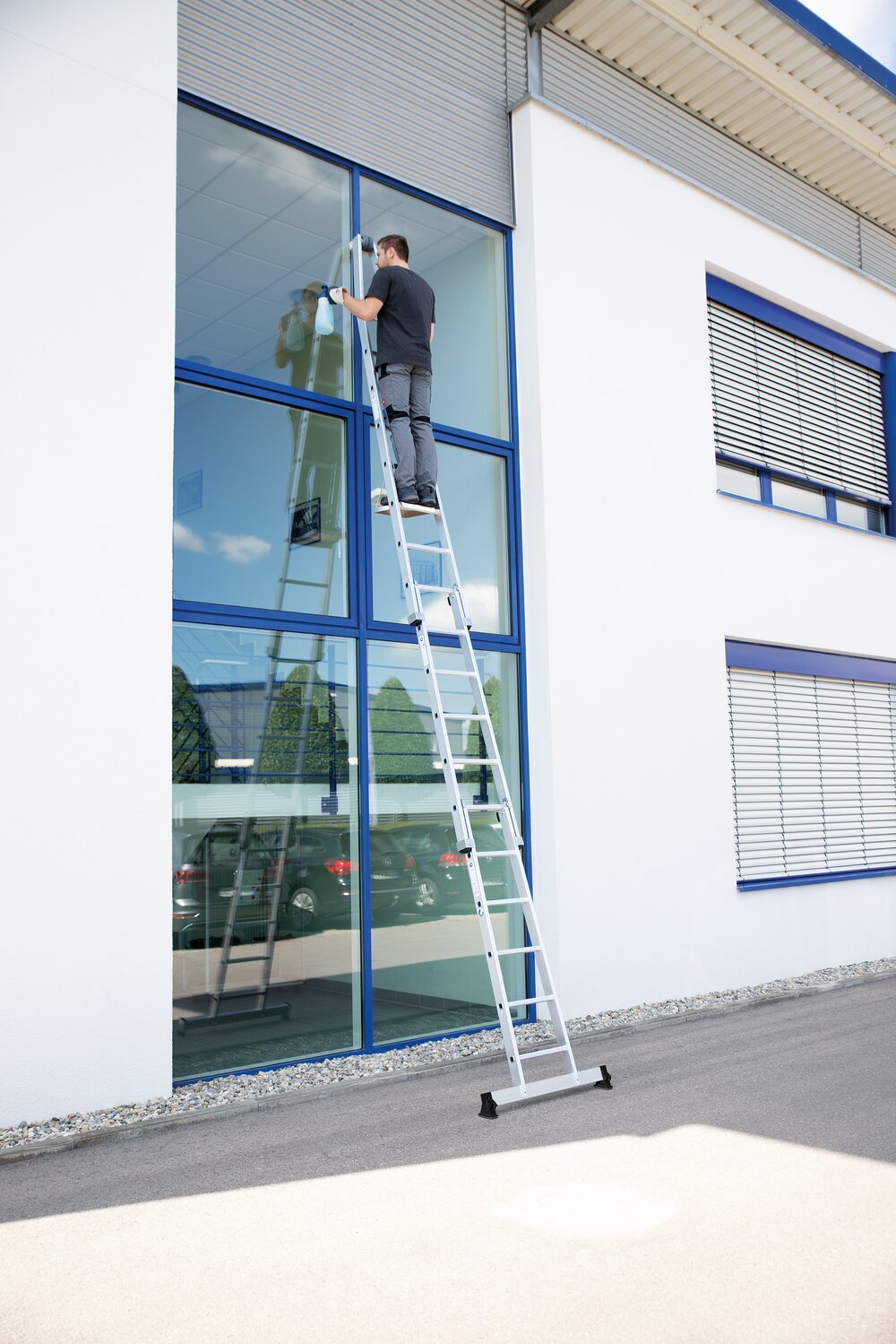Munk sport glasreiniger ladderset met nivello® traverse 2-delig