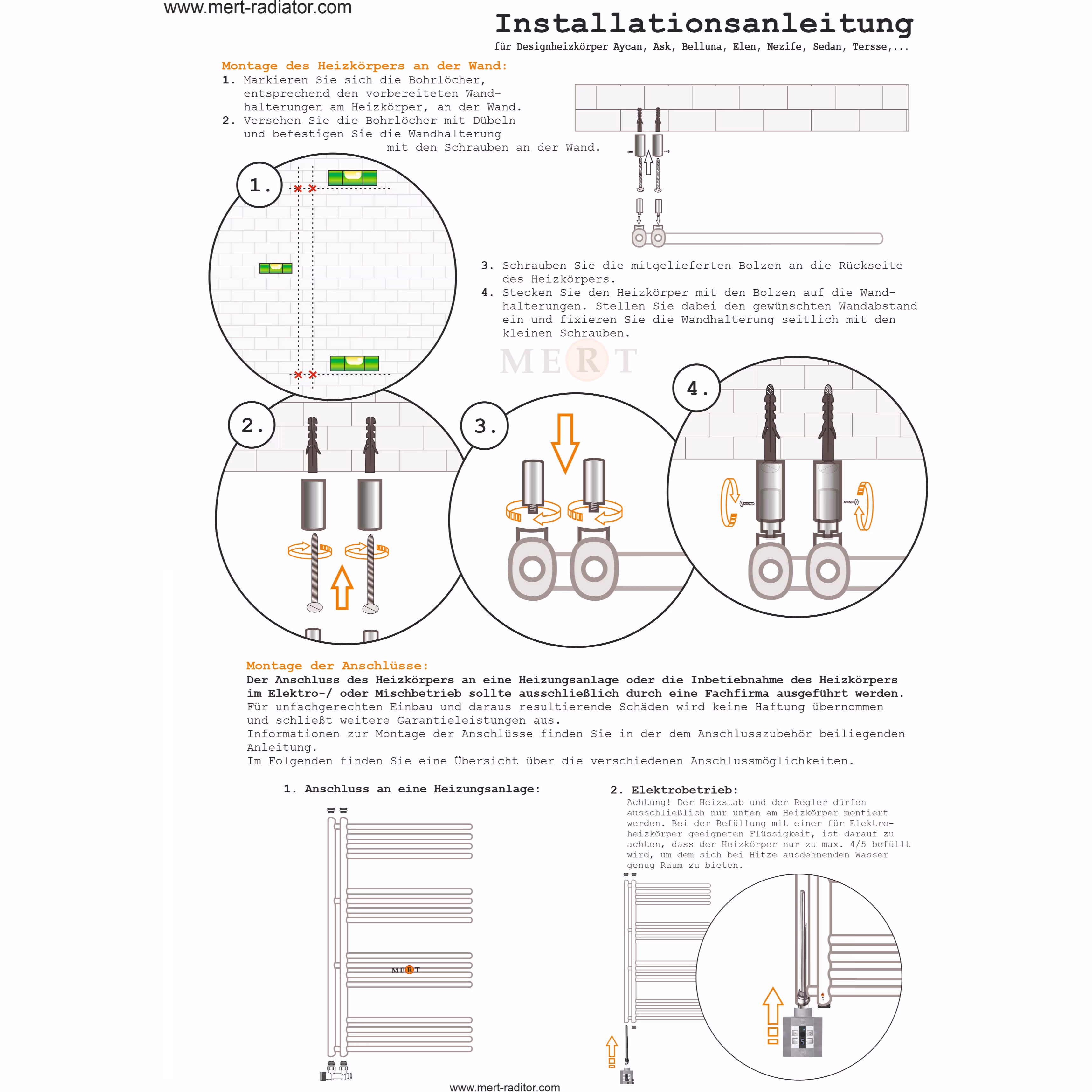 Mert Design badkamer radiator model Elen, wit, 500x800 mm