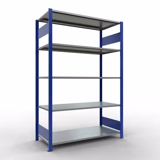 Productafbeelding nr. 15 van het artikel basisplank, legplank-insteeksysteem MULTIplus150, 2000 x 1300 x 600 mm, 5 legborden, RAL 5010 gentiaanblauw/verzinkt uit het plug-in-systeem assortiment van het merk Schulte Lagertechnik