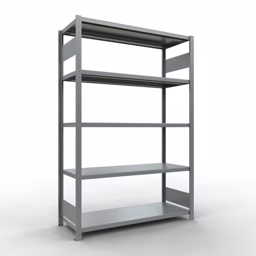 Basisplank, legplank, insteeksysteem MULTIplus250, 2000 x 1300 x 500 mm (HxBxD), 5 legborden, lengtestangen, verzinkt, basisplank, art.nr. 12950-130-LR