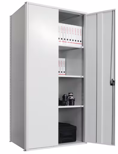 Andere weergave van het artikel Vleugeldeurkast, basisplank 2000 x 1000 x 600 mm, RAL 7035 lichtgrijs/gegalvaniseerd, 5 MULTIplus150 planken, zijwanden, achterwand, 1 stuk vleugeldeur uit de categorie basisplanken