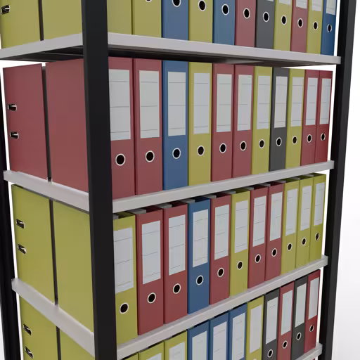 Extra afbeelding van het artikel Basisplank, kantoorrek, insteeksysteem MULTIplus150, 2300 x 1000 x 600 mm, 7 planken, lengtestangen, zonder middenaanslag, zwart/lichtgrijs uit insteeksysteem