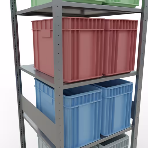Extra afbeelding van het artikel Basisplank, legplank, insteeksysteem MULTIplus150, 3000 x 750 x 800 mm, 7 legborden, lengtestangen, verzinkt vanaf basisplank