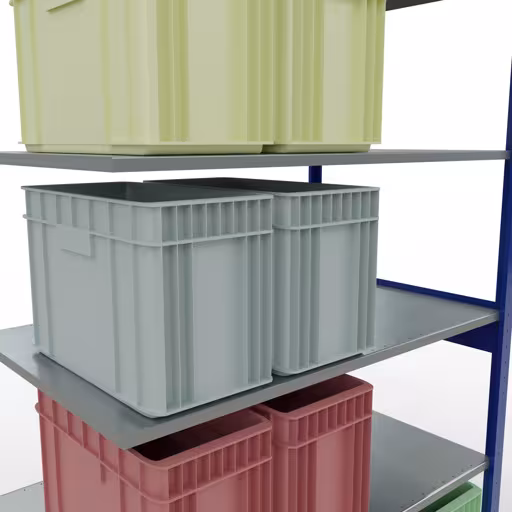 Andere weergave van het artikel Aanbouwplank, legplank-insteeksysteem MULTIplus150, 2500 x 1300 x 800 mm, 6 legborden, kruisschoor, RAL 5010 gentiaanblauw/verzinkt uit de categorie insteeksysteem