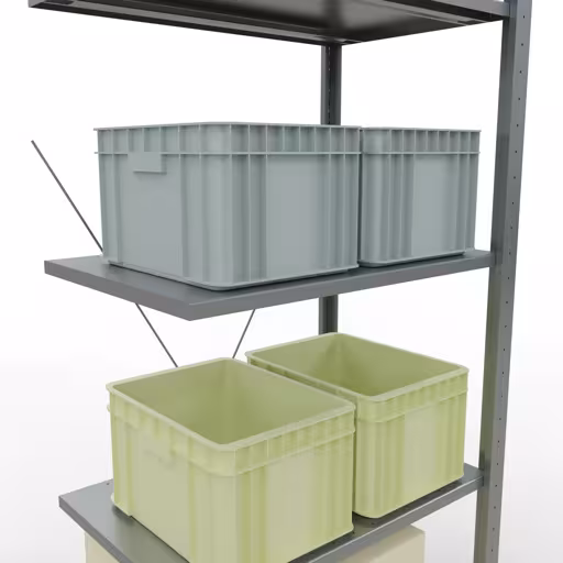 Productafbeelding nr. 14 van het artikel aanbouwrekken, legbord, insteeksysteem MULTIplus150, 2000 x 750 x 500 mm, 5 legborden, verzinkt uit het assortiment insteeksysteem van Schulte Lagertechnik