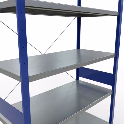 Productafbeelding nr. 11 van het artikel basisplank, legbord, insteeksysteem MULTIplus250, 3000 x 1300 x 600 mm (HxBxD), 7 legborden, kruisschoor, RAL 5010 gentiaanblauw/verzinkt Figuur nr. 11 van het artikel basisrek, legplank, insteeksysteem MULTIplus250, 3000 x 1300 x 600 mm, 7 legborden, kruisschoor, RAL 5010 gentiaanblauw/verzinkt uit de insteeksysteem productgroep van Schulte Lagertechnik