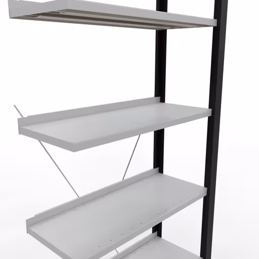 Figuur nr. 14 van het artikel aanbouwrekken, kantoorrekken, insteeksysteem MULTIplus85, 2300 x 750 x 300 mm, 7 planken, kruisschoor, met aanslagbalk, zwart/lichtgrijs uit de productgroep kantoorrekken van Schulte Lagertechnik.