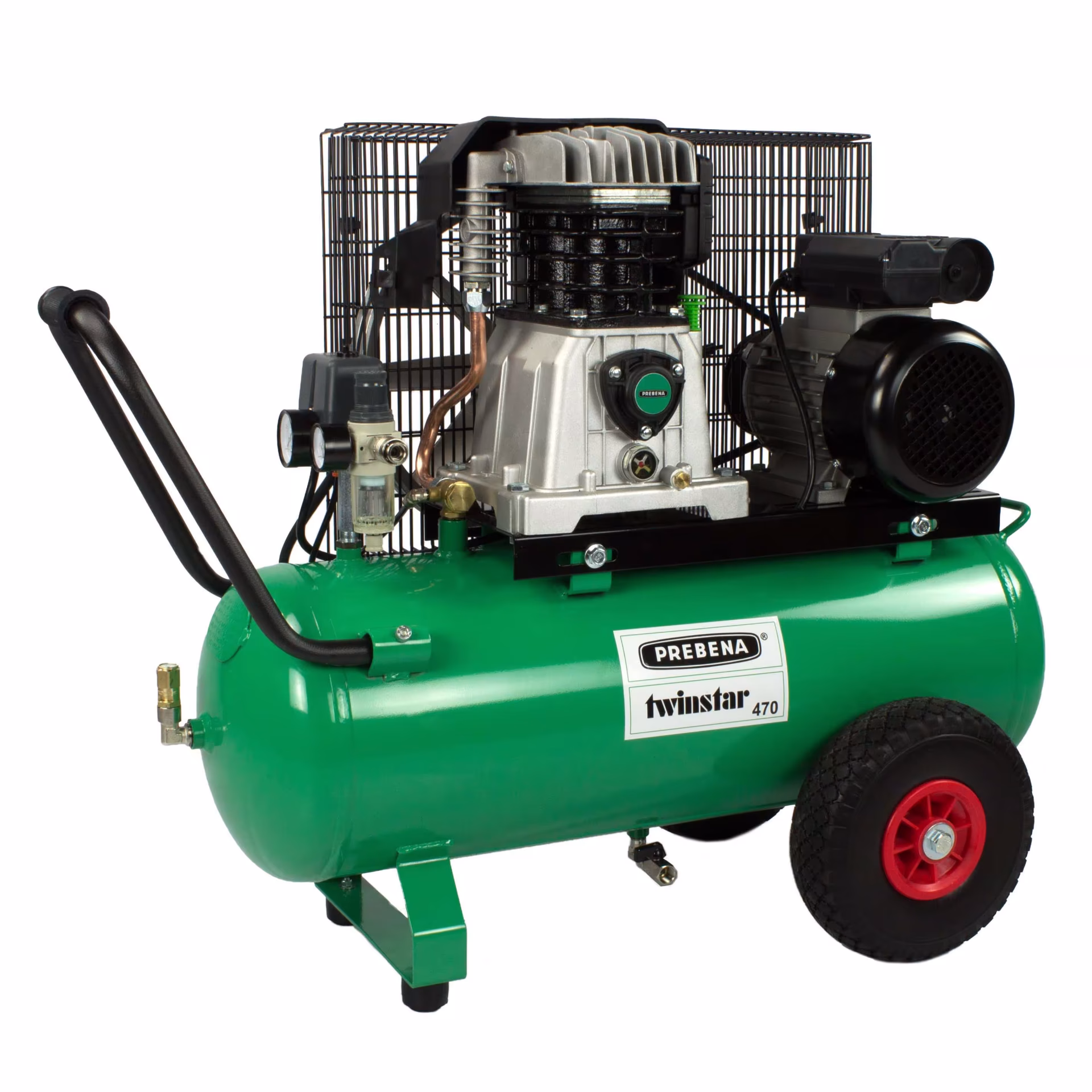 TWINSTAR 470 compressor met V-snaaraandrijving van het merk Prebena uit het assortiment werkplaatsuitrusting