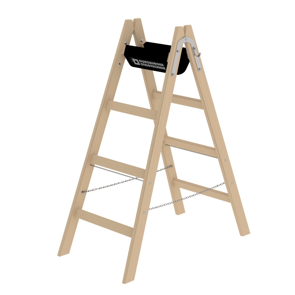 Munk houten trap met sporten uit de categorie trapladders, artikelnummer 033208