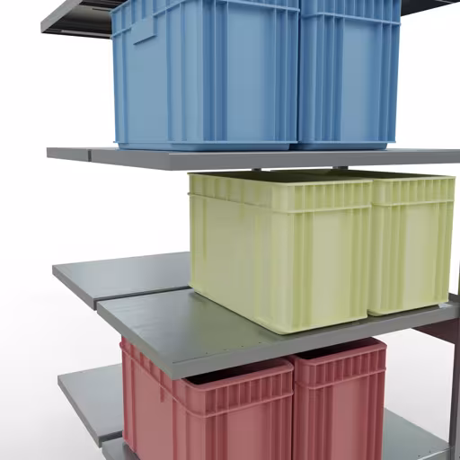 Productafbeelding nr. 15 van het artikel aanbouwrekken, dubbele rekken, stellingsysteem MULTIplus250, 2500 x 1000 x (2x600) mm, 2x6 planken, verzinkt uit het assortiment stellingstellingen van het merk Schulte Lagertechnik