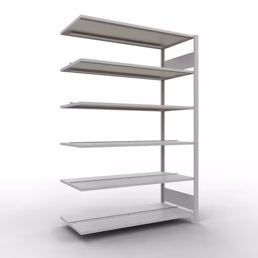 Figuur nr. 11 van het artikel aanbouwrekken, kantoorrekken, insteeksysteem MULTIplus150, 2000 x 1300 x 600 mm, 6 planken, met middenaanslag, lichtgrijs uit de productgroep kantoorrekken van het merk Schulte Lagertechnik.