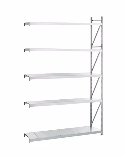 Aanbouwstellingen, breedvakstellingen WS 3000 met stalen panelen, 3000 x 2500 x 1000 mm, verzinkt, 5 niveaus, vakbelasting 500 kg, vakbelasting 2.500 kg van Schulte Lagertechnik Aanbouwstelling, breedvakstelling WS 3000 met stalen panelen, 3000 x 2500 x 1000 mm, verzinkt, 5 niveaus, vakbelasting 500 kg, vakbelasting 2.500 kg, WS3000, art.nr. 22279