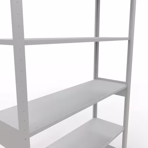 Basisplank, legbord, insteeksysteem MULTIplus150, 2500 x 1300 x 400 mm (HxBxD), 6 legborden, lengtestangen, RAL 7035 lichtgrijs met artikelnr. 32641-130-LR Basisplank, legplank, insteeksysteem MULTIplus150, 2500 x 1300 x 400 mm, 6 planken, lengtestangen, RAL 7035 lichtgrijs van Schulte Lagertechnik uit de categorie insteeksystemen