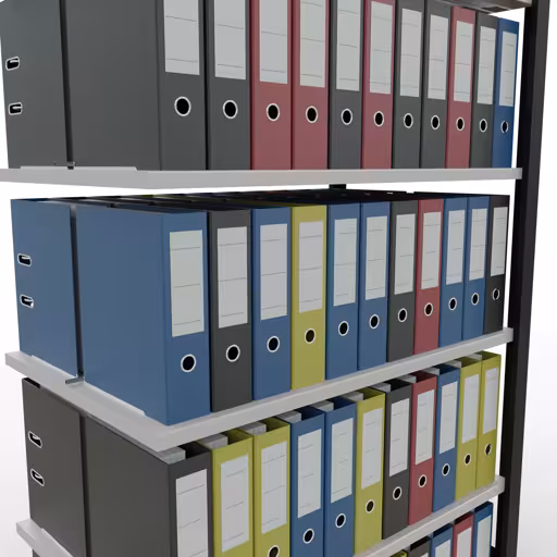 Figuur nr. 12 van het artikel, kantoorrekken, insteeksysteem MULTIplus150, 2000 x 1000 x 600 mm, 6 planken, met middenaanslag, zwart/lichtgrijs uit de productgroep kantoorrekken van Schulte Lagertechnik.