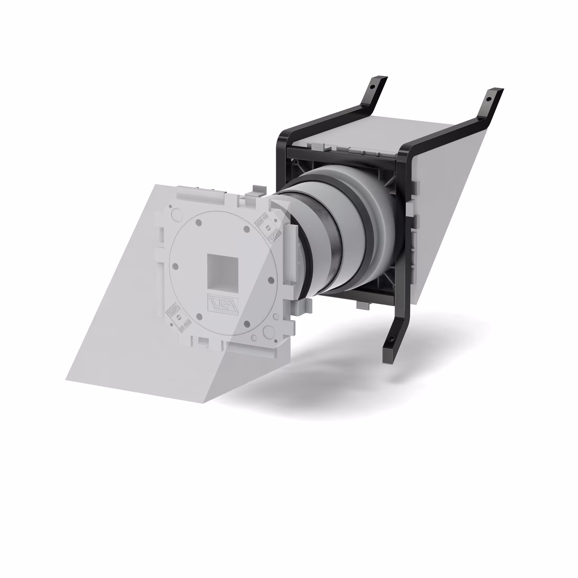 Dubbele diagonaalafdichtende pakkingbajonet BKD90-K2-S30/300 van UGA System-Technik met artikelnr. 402809030030