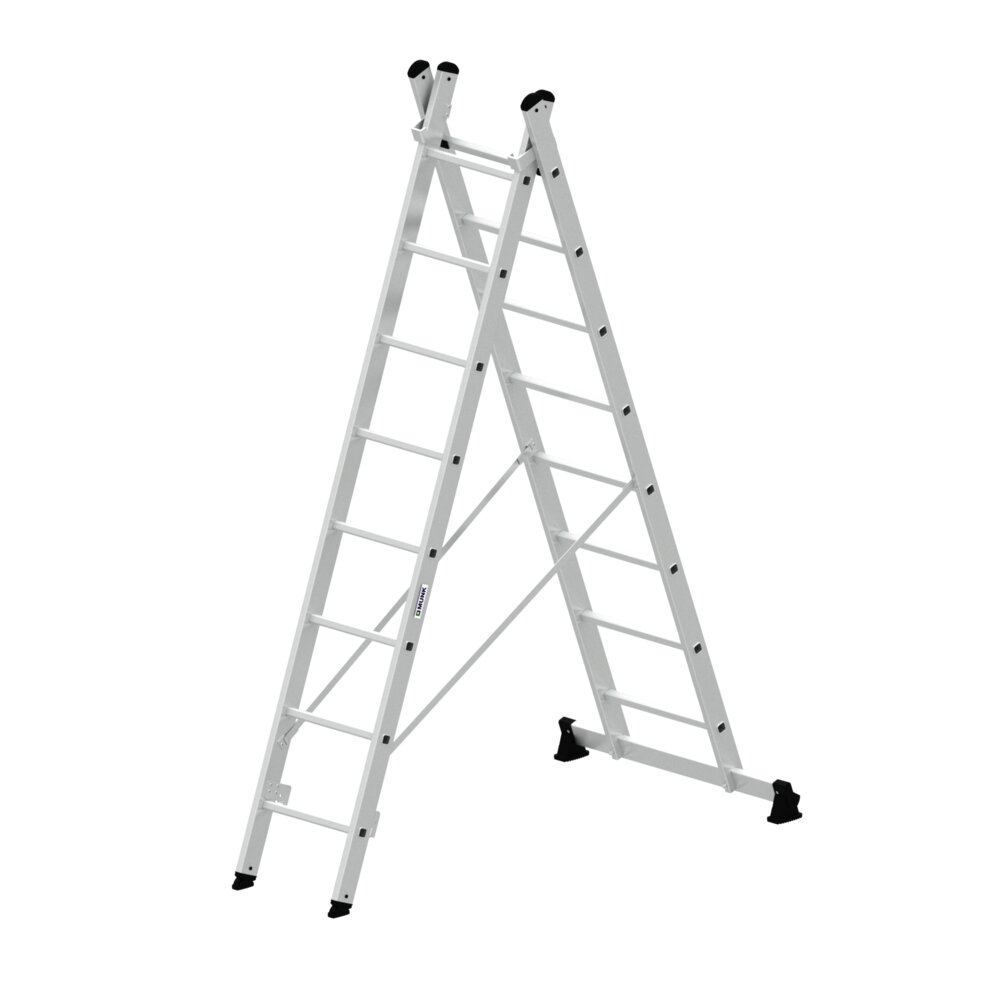 Munk 2-delige multifunctionele ladder met nivello® dwarsbalk, 2x8 sporten, van Günzburger Steigtechnik Munk multifunctionele ladder met twee sporten en Nivello® dwarsbalk uit de categorie multifunctionele ladders, artikelnummer 031216