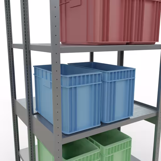 Productafbeelding nr. 12 van het artikel basisplank, dubbele plank, legplank-insteeksysteem MULTIplus250, 3000 x 1000 x (2x500) mm, 2x7 legborden, verzinkt uit het assortiment legbordstellingen van het merk Schulte Lagertechnik