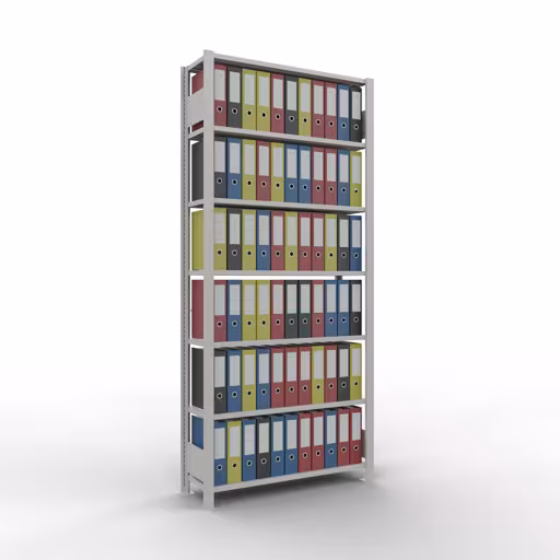 Afbeelding nr. 11 van het artikel Basisplank, kantoorplank MULTIplus85 insteeksysteem, 2300 x 1000 x 300 mm, 7 planken, kruisschoor, zonder aanslaglijst, lichtgrijs uit de productgroep Office Shelves van Schulte Lagertechnik