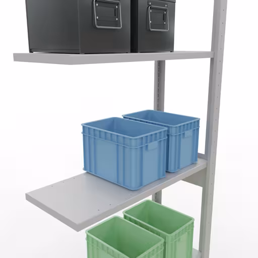 Aanbouwrekken, rekken, insteeksysteem MULTIplus150, 2500 x 750 x 300 mm, 6 legborden, lengtestangen, RAL 7035 lichtgrijs van Schulte Lagertechnik uit de categorie insteeksystemen