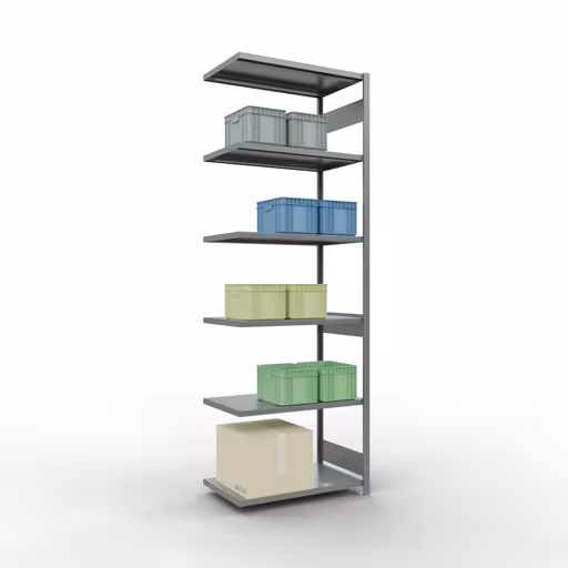 Productafbeelding nr. 14 van het artikel Aanbouwrekken, legbordstellingen, insteeksysteem MULTIplus250, 3000 x 1000 x 600 mm (HxBxD), 7 legborden, lengtestangen, verzinkt Afbeelding nr. 14 van het artikel aanbouwrekken, legbordstellingen, insteeksysteem MULTIplus250, 3000 x 1000 x 600 mm, 7 legborden, lengtestangen, verzinkt uit de productgroep insteeksysteem van Schulte Lagertechnik