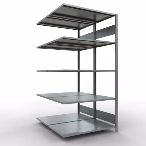 Aanbouwrekken, dubbele rekken, stellingsysteem MULTIplus150, 2000 x 1000 x (2x600) mm (HxBxD), 2x5 planken, lengtestangen, verzinkt van Schulte Lagertechnik Aanbouwrekken, dubbele rekken, stellingsysteem MULTIplus150, 2000 x 1000 x (2x600) mm (HxBxD), 2x5 planken, lengtestangen, verzinkt, dubbele planken, art.nr. 17865