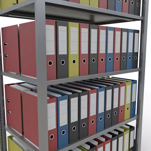 Productafbeelding nr. 11 van het artikel basisplank, kantoorplank, insteeksysteem MULTIplus150, 1800 x 1000 x 600 mm, 5 planken, lengtestangen, verzinkt, met middenaanslag Afbeelding nr. 11 van het artikel, kantoorrekken, insteeksysteem MULTIplus150, 1800 x 1000 x 600 mm, 5 legborden, verzinkt, met middenaanslag uit de productgroep kantoorrekken van Schulte Lagertechnik