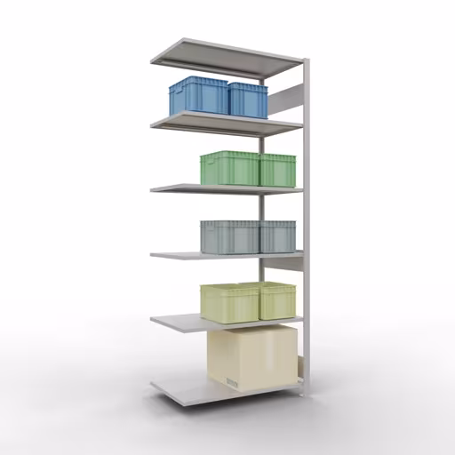 Figuur nr. 15 van het artikel aanbouwrekken, legbordstellingen, insteeksysteem MULTIplus85, 2500 x 1000 x 600 mm, 6 legborden, RAL 7035 lichtgrijs uit de productgroep insteeksysteem van het merk Schulte Lagertechnik.