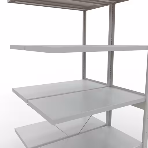 Aanbouwrekken, dubbele rekken, rekkensysteem MULTIplus250, 2500 x 1000 x (2x500) mm, 2x6 planken, kruisschoor, RAL 7035 lichtgrijs van Schulte Lagertechnik uit de categorie rekken