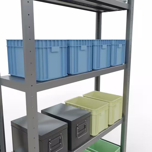 Basisplank, legplank, insteeksysteem MULTIplus250, 2000 x 1000 x 300 mm, 5 legborden, lengtestangen, verzinkt van Schulte Lagertechnik met het artikelnr. 12930-LR