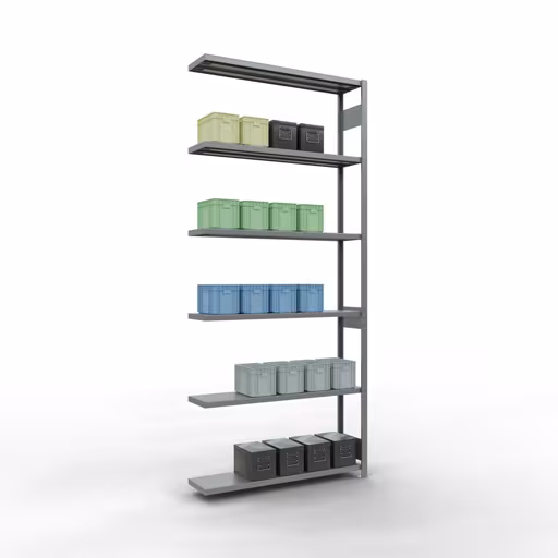 Aanbouwrekken, legbordstellingen, insteeksysteem MULTIplus250, 3000 x 1300 x 300 mm, 7 legborden, verzinkt van het merk Schulte Lagertechnik uit het assortiment insteeksysteem