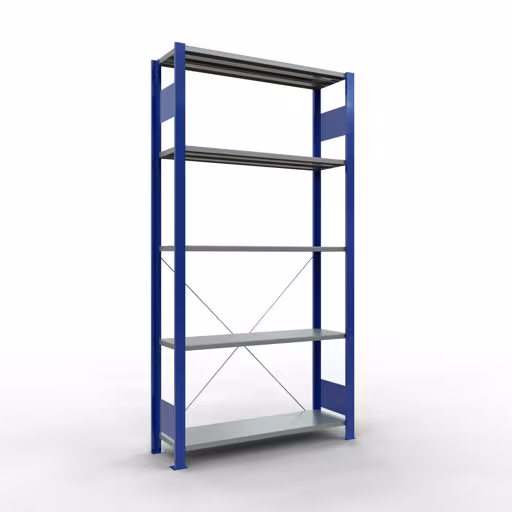 Extra afbeelding van het artikel basisplank, legplank, insteeksysteem MULTIplus150, 2000 x 1000 x 300 mm, 5 legborden, RAL 5010/verzinkt vanaf basisplank
