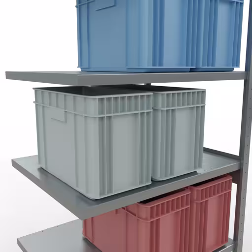 Productafbeelding nr. 13 van het artikel Aanbouwrekken, legbordstellingen, insteeksysteem MULTIplus330, 2500 x 1000 x 800 mm (HxBxD), 6 legborden, lengtestangen, verzinkt Figuur nr. 13 van het artikel aanbouwrekken, legbordstellingen, insteeksysteem MULTIplus330, 2500 x 1000 x 800 mm, 6 legborden, lengtestangen, verzinkt uit de productgroep insteeksysteem van Schulte Lagertechnik.