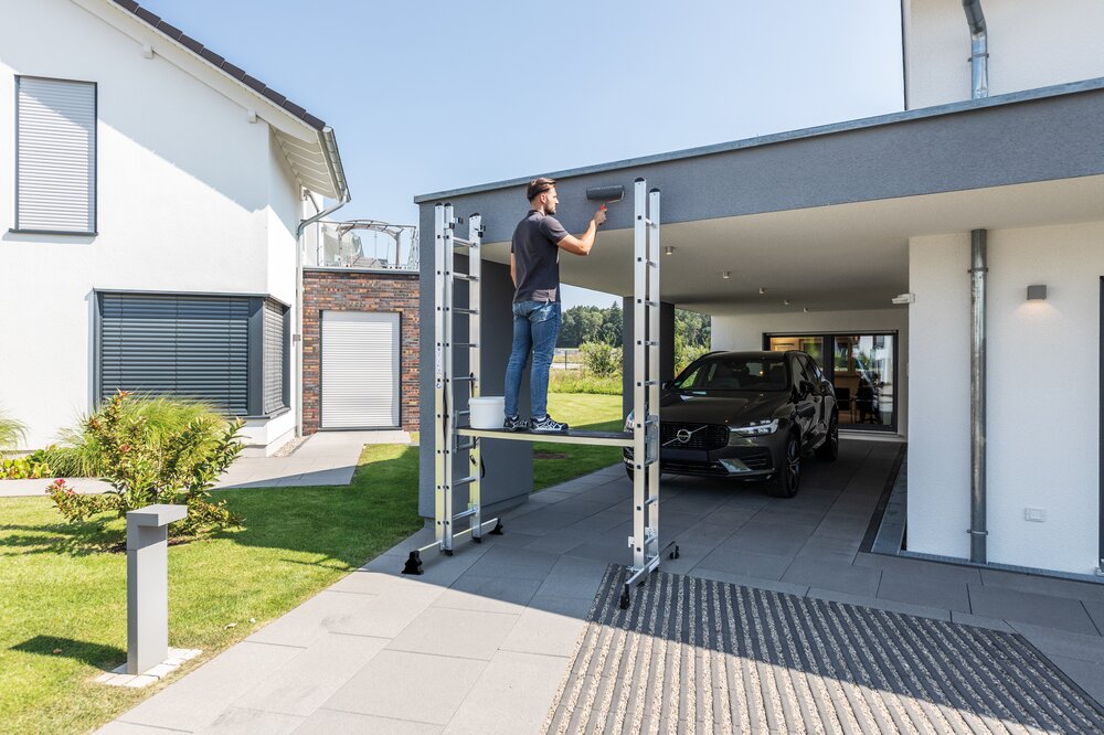 Munk 3-delige multifunctionele ladder met nivello® traverse 3x7 sporten