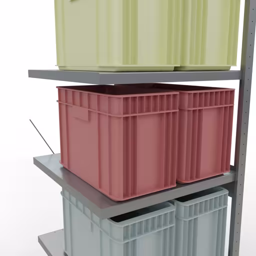 Extra afbeelding van het artikel Aanbouwrekken, legbord MULTIplus250 insteeksysteem, 2500 x 750 x 800 mm (HxBxD), 6 legborden, kruisschoor, verzinkt vanaf opzetrek