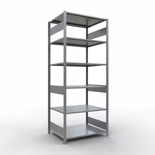 Basisplank, legplank, insteeksysteem MULTIplus150, 2500 x 1000 x 800 mm (HxBxD), 6 legborden, lengtestangen, verzinkt, basisplank, art.nr. 12781-LR