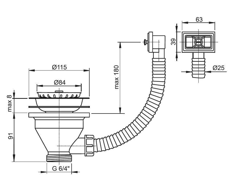Aftapkranen voor gootstenen, sifons/aftapkranen/slangen, artikelnr. A38