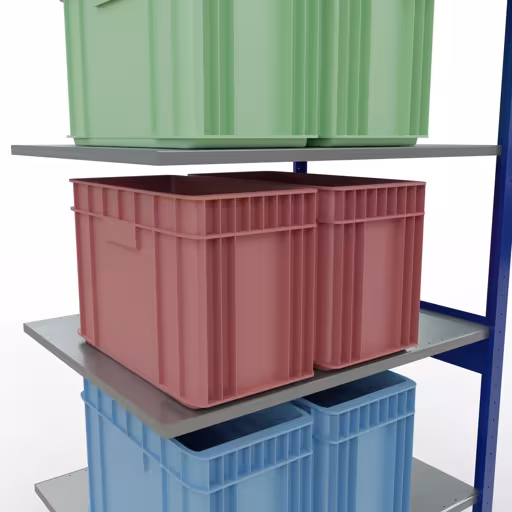 Aanbouwrekken, rekken, insteeksysteem MULTIplus150, 2500 x 1000 x 800 mm, 6 legborden, RAL 5010 gentiaanblauw/gegalvaniseerd van het merk Schulte Lagertechnik uit het assortiment insteeksysteem