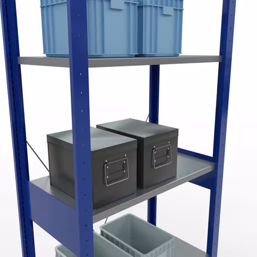 Productafbeelding nr. 8 van het artikel basisrek, legplank, insteeksysteem MULTIplus150, 2500 x 750 x 400 mm, 6 legborden, RAL 5010 gentiaanblauw/verzinkt/verzinkt uit het insteeksysteem-assortiment van Schulte Lagertechnik