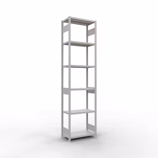 Basisplank, legplank, insteeksysteem MULTIplus250, 3000 x 750 x 400 mm (HxBxD), 7 legborden, lengtestangen, RAL 7035 lichtgrijs, basisplank, art.nr. 32842-75-LR