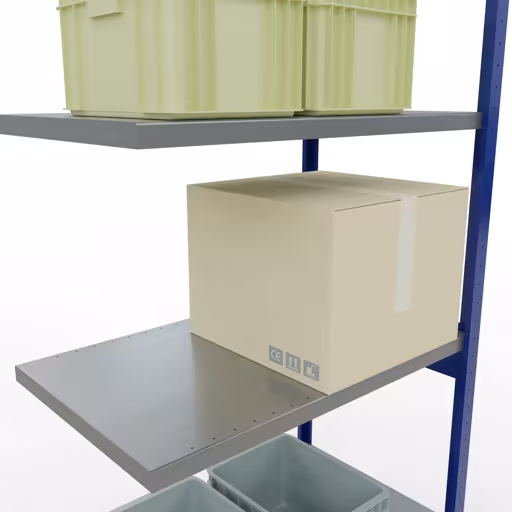 Aanbouwrekken, rekken, insteeksysteem MULTIplus250, 3000 x 1000 x 600 mm (HxBxD), 7 legborden, lengtestangen, RAL 5010 gentiaanblauw/verzinkt uit de categorie aanbouwrekken met GTIN 4004514283962 Aanbouwrekken, rekken, insteeksysteem MULTIplus250, 3000 x 1000 x 600 mm, 7 legborden, lengtestangen, RAL 5010 gentiaanblauw/verzinkt van Schulte Lagertechnik uit het assortiment insteeksysteem