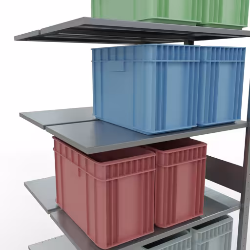 Afbeelding nr. 16 van het artikel aanbouwstelling, dubbele stelling, stellingstelling insteeksysteem MULTIplus150, 3000 x 1000 x (2x500) mm, 2x7 planken, lengtestangen, verzinkt uit de stellingstelling productgroep van Schulte Lagertechnik