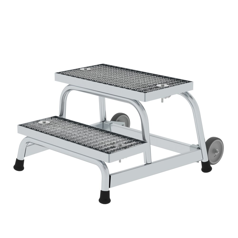 Munk stijf werkplatform met stalen rooster en zwenkwielen, uit de categorie platformtrappen, artikelnummer 051018