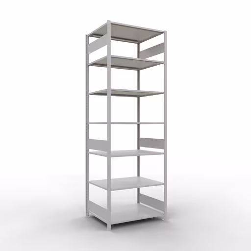 Basisplank, legplank, insteeksysteem MULTIplus150, 3000 x 1000 x 800 mm (HxBxD), 7 legborden, lengtestangen, RAL 7035 lichtgrijs, basisplank, art.nr. 32682-LR