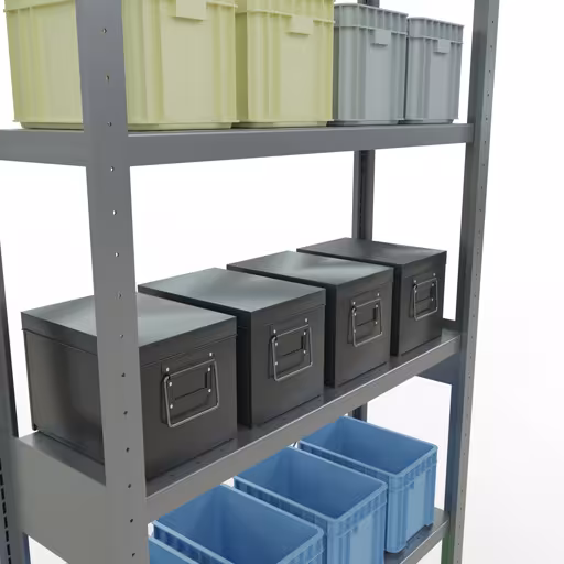 Figuur nr. 14 van het artikel basisplank, legplank, insteeksysteem MULTIplus330, 2500 x 1000 x 300 mm, 6 legborden, kruisschoor, verzinkt uit de insteeksysteem productgroep van Schulte Lagertechnik.
