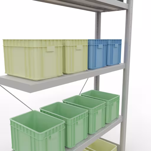 Extra afbeelding van het artikel Aanbouwplank, legplank, insteeksysteem MULTIplus330, 2000 x 1000 x 300 mm (HxBxD), 5 legborden, kruisschoor, RAL 7035 lichtgrijs van opzetplank
